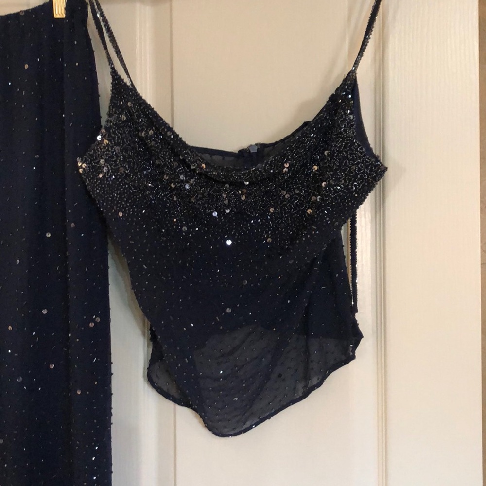 2 piece top and pants set all beaded!